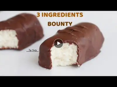 3 INGREDIENTS BOUNTY BAR RECIPE | HOMEMADE EASY COCONUT BAR BY TOP TASTY