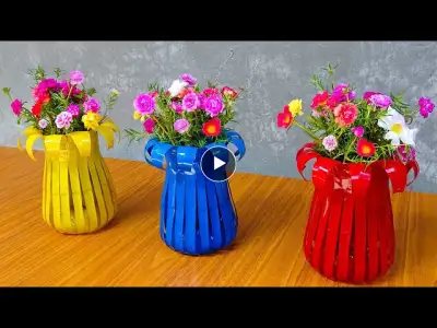 Amazing Basket Flower Pot from Recycled Plastic Bottle | DIY Moss Rose Vase