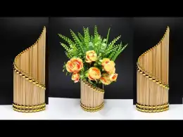 Ide Kreatif Vas bunga Cantik Dari Tusuk sate !