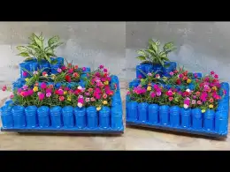 Fast & Easy, DIY Beautiful Terraced Flower Pot From Plastic Bottles For Garden | Moss Roses Garden