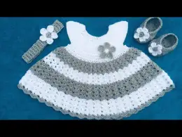 Crochet Baby Dress Tutorial/ Free Crochet Dress Pattern, Crochet 3 Months Dress/ Sanda crochet&craft
