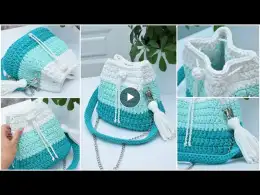 Crochet Torba handbag of T-shirt yarn