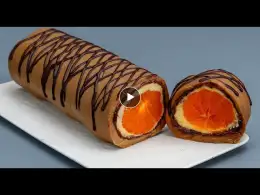 Roulade without baking: with biscuits, Nutelle and tangerines