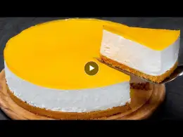 You are floating while eating this aerated cheesecake with peach jelly. Without baking!
