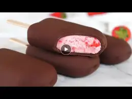Dark Chocolate-Strawberry Ice Cream Recipe (Only 4 Ingredients) | Top Tasty Recipes