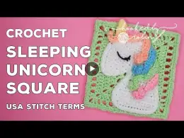Crochet Sleeping Unicorn Square 