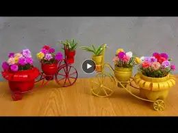Recycling Plastic Bottles into Bicycle Planter for Your Garden