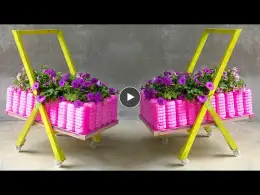 Recycling Plastic Bottles & Wood into Cart Planter Pots For Home