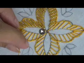 Hand embroidery flower with beads,easy beading flower stitches