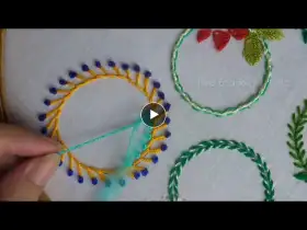 hand embroidery circle design with french knot stitch,easy hand embroidery