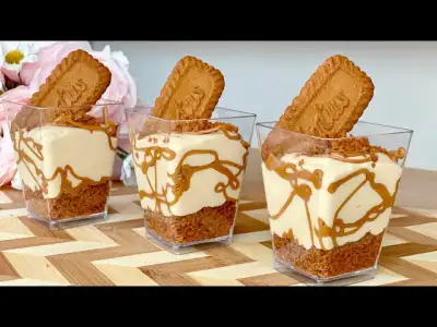 NO BAKE Lotus Biscoff Dessert Cups | Easy Dessert 2 ingredients mousse