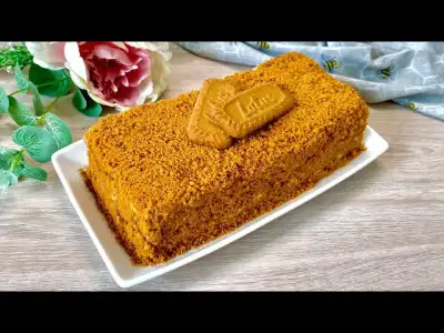 Lotus Biscoff NO BAKE Puff Pastry Cake | Very Easy and Simple Cake Recipe Yet So Delicious!