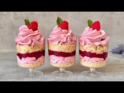 Raspberry no bake dessert cups. It will melt in your mouth! Easy and Yummy!