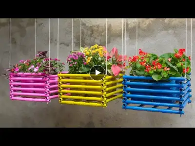 Recycling Stacking Plastic Pipes into Hanging Box Planter for Your Garden